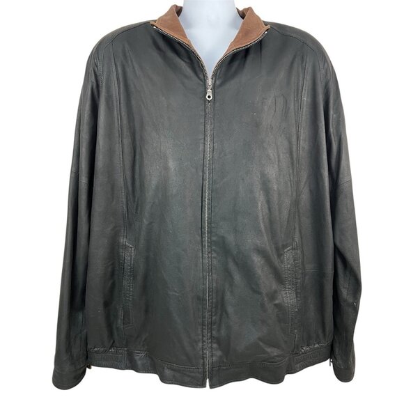 Vtg Men Remy Leather Bomber Jacket 48 Black Zip Minimalist Classic Quiet Lux USA